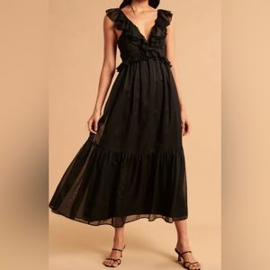 Black, Small, Abercrombie Drama Ruffle Maxi Dress